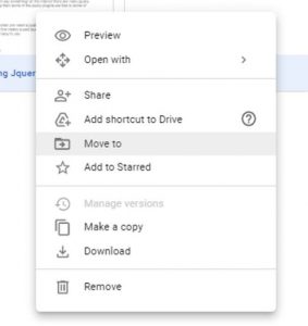 Google Drive Move to option