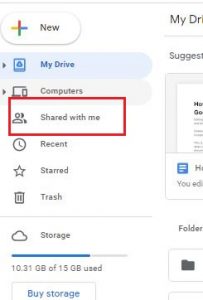 Google Drive Shared with me